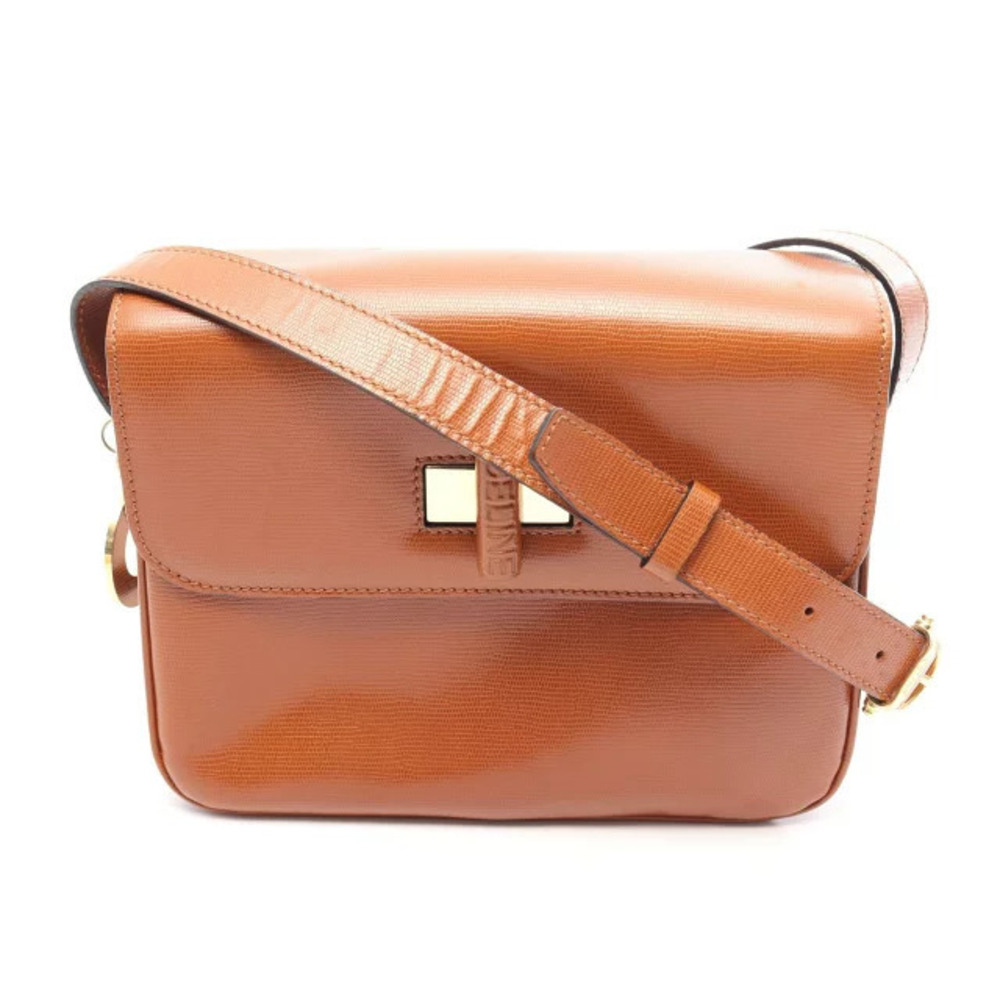 Celine brown leather shoulder bag structured rectangular flap Brown